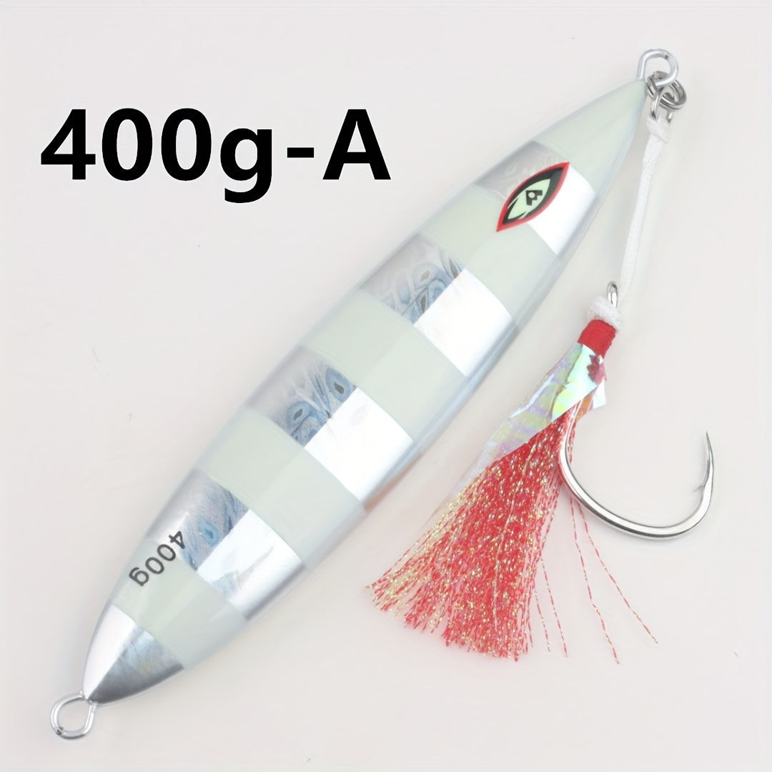 400G Slow Pitch Saltwater Casting Glow Metal Jigging Fishing Lure