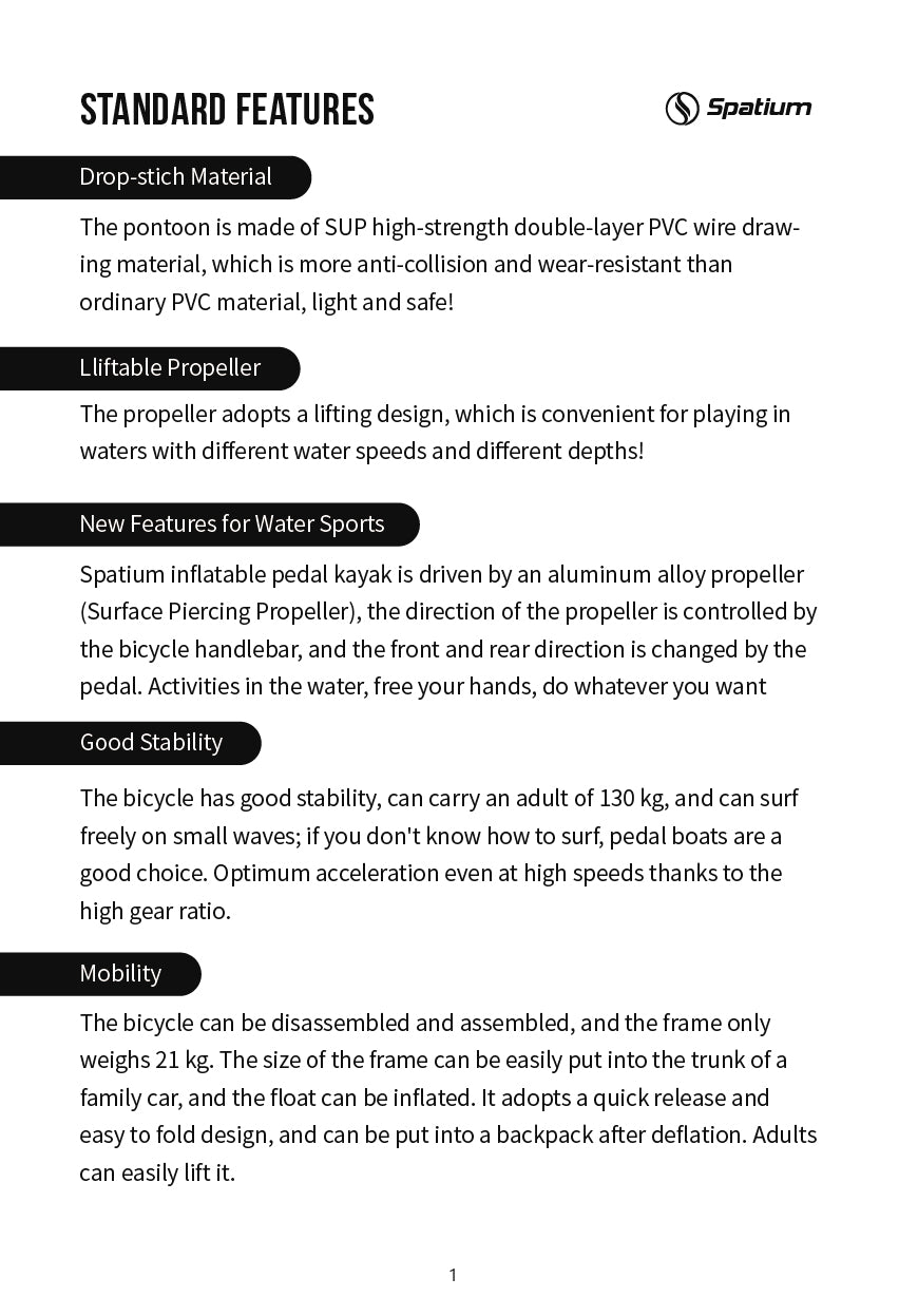 Single-person water bike comes with an inflatable cushion, air pump, auxiliary accessories.