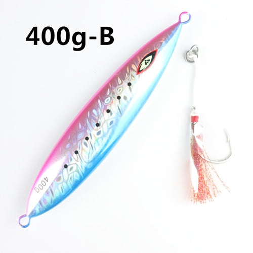 400G Slow Pitch Saltwater Casting Glow Metal Jigging Fishing Lure