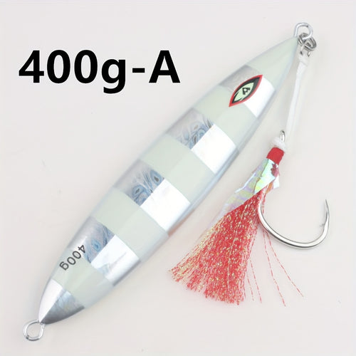 400G Slow Pitch Saltwater Casting Glow Metal Jigging Fishing Lure